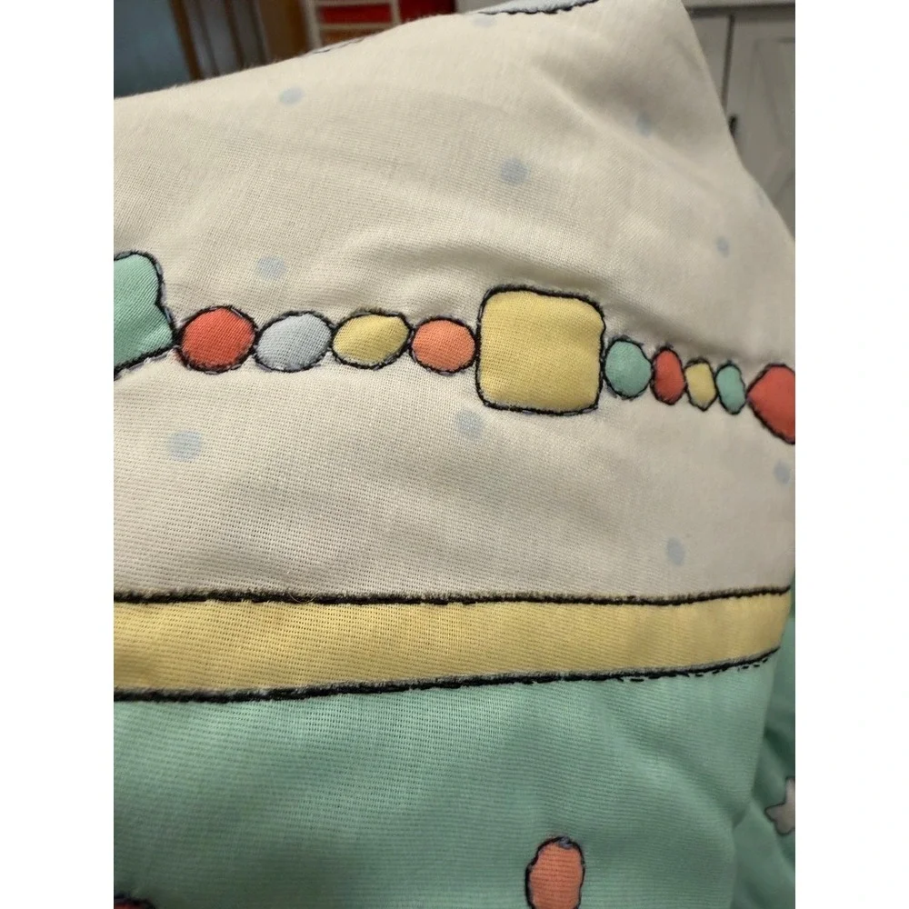 Vintage Sue Dreamer Teddy Bear Baby Quilt Blanket Mint Green Pastel 33x43